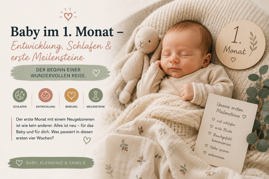 Der erste Monat mit einem Neugeborenen ist wie kein anderer. Alles ist neu – für das Baby und für dich. Was passiert in diesen ersten vier Wochen?