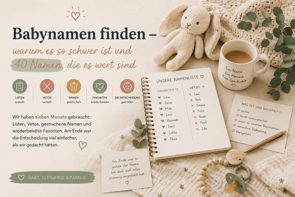 Wir haben sieben Monate gebraucht: Listen, Vetos, gestrichene Namen und wiederbelebte Favoriten. Am Ende war die Entscheidung viel einfacher, als wir gedacht hatten.