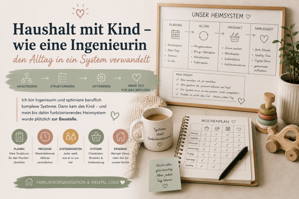 Ich bin Ingenieurin und optimiere beruflich komplexe Systeme. Dann kam das Kind – und mein bis dahin funktionierendes Heimsystem wurde plötzlich zur Baustelle.