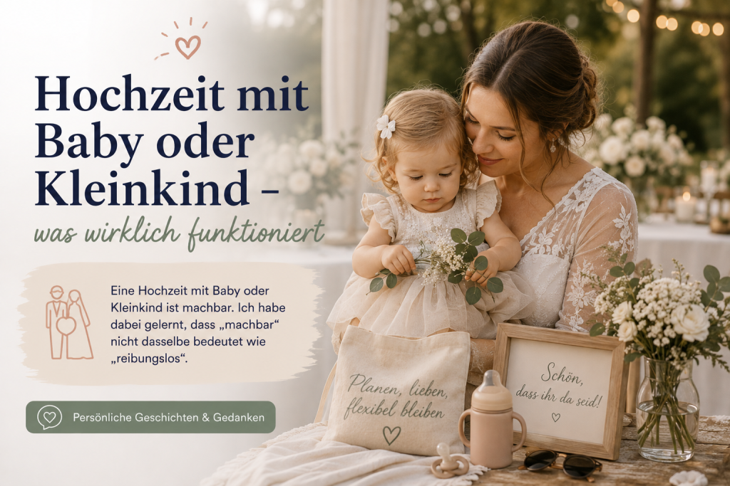 Eine Hochzeit mit Baby oder Kleinkind ist machbar. Ich habe dabei gelernt, dass „machbar“ nicht dasselbe bedeutet wie „reibungslos“.