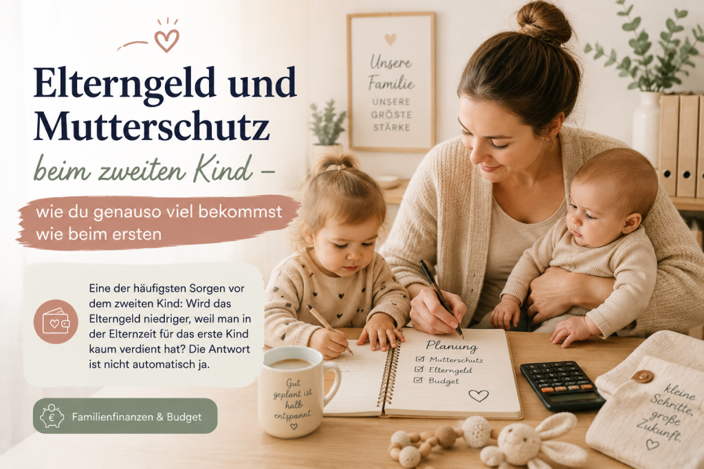 Eine der häufigsten Sorgen vor dem zweiten Kind: Wird das Elterngeld niedriger, weil man in der Elternzeit für das erste Kind kaum verdient hat? Die Antwort ist nicht automatisch ja.