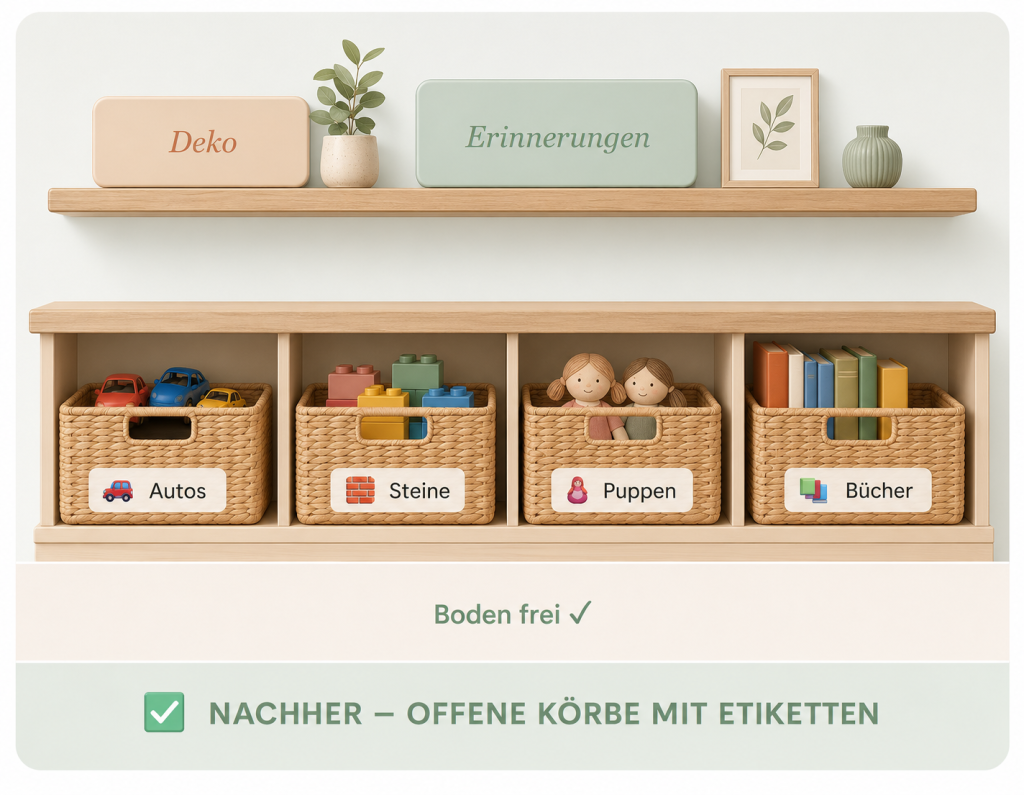 Nacher - offene Körbe mit Etiketten