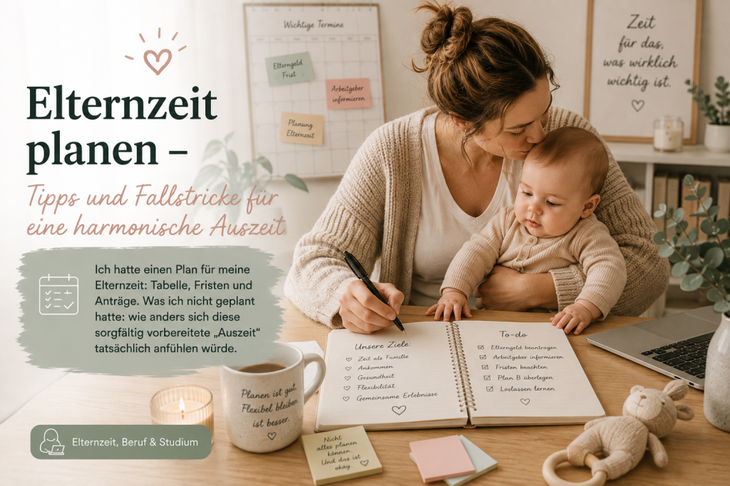 Ich hatte einen Plan für meine Elternzeit: Tabelle, Fristen und Anträge. Was ich nicht geplant hatte: wie anders sich diese sorgfältig vorbereitete „Auszeit“ tatsächlich anfühlen würde.