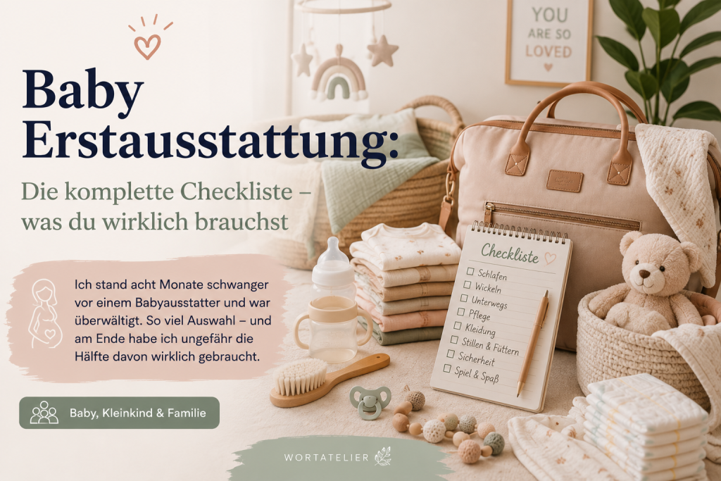Ich stand acht Monate schwanger vor einem Babyausstatter und war überwältigt. So viel Auswahl – und am Ende habe ich ungefähr die Hälfte davon wirklich gebraucht.